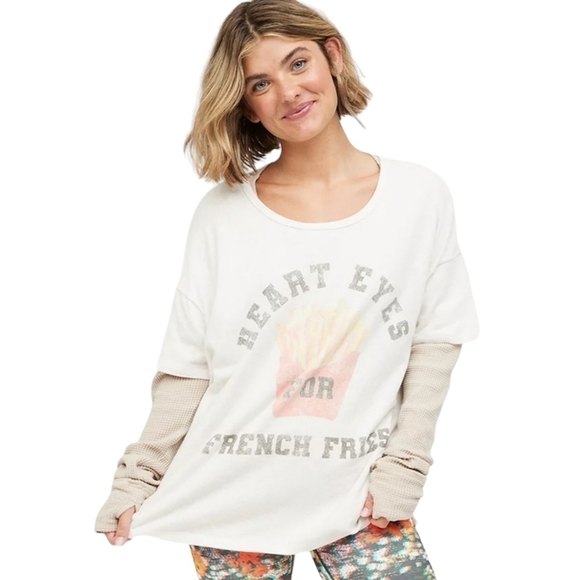 Offline by Aerie | Women's Unstoppable Oversized "Heart Eyes" Tee (Size Large) - Picture 1 of 11